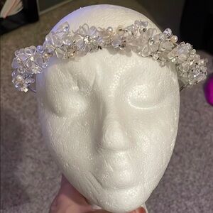 Vintage metal base beaded Floral Diamond bridal Headband